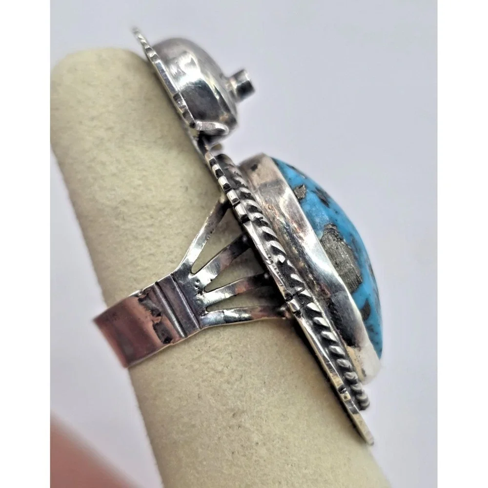 Bennie Ration Sterling Silver Turquoise Ring Size 7‎ Navajo Native 20 Gram NWOT